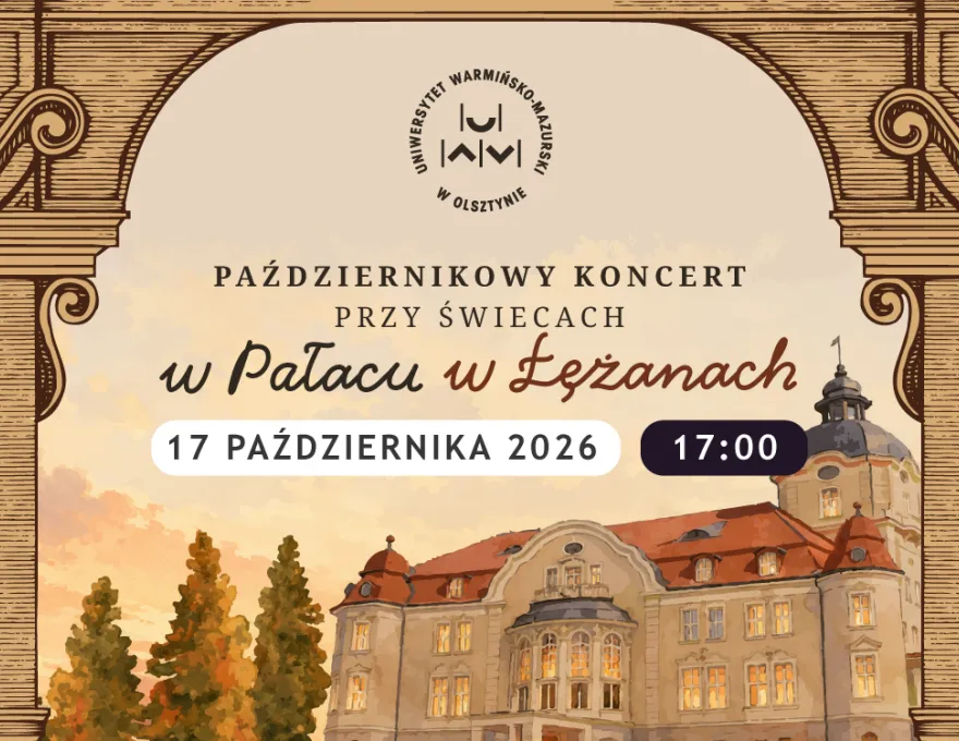 Okładka wydarzenia z napisem październikowy koncert przy świecach w Pałacu w Łężanach