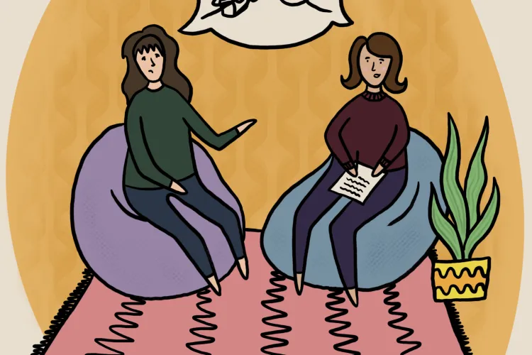 Udzielanie wsparcia - ilustracja. Ilustr. Karolina Olejniczak z Wydziału Sztuki UWM