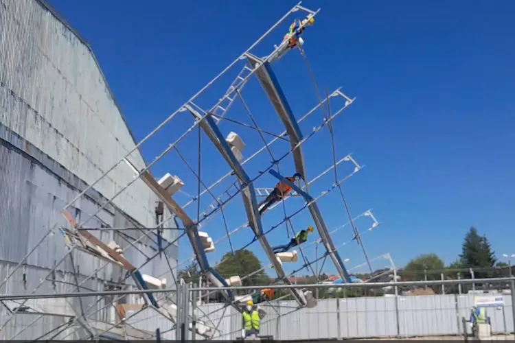 przewracające się rusztowanie