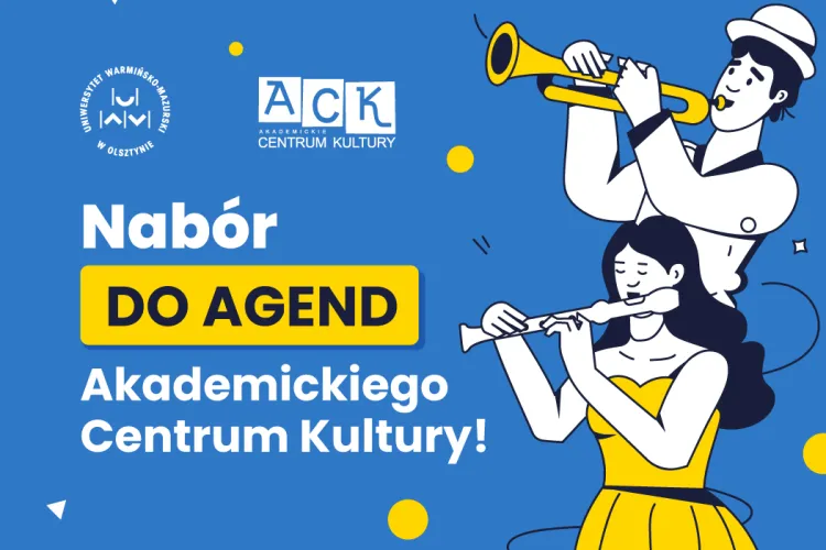 Grafika zawierająca tekst: nabór do agend akademickiego centrum kultury