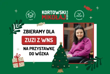 Kortowski Mikołaj obdaruje Zuzię z Wydziału Nauk Społecznych UWM