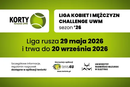 Rzucaj wyzwania, zdobywaj punkty i awansuj w rankingu. Dołącz do ligi tenisowej UWM! 