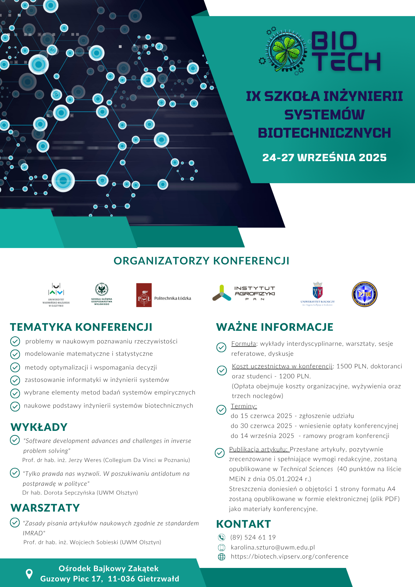 IX Szkoła Inżynierii Systemów BioTechnicznych