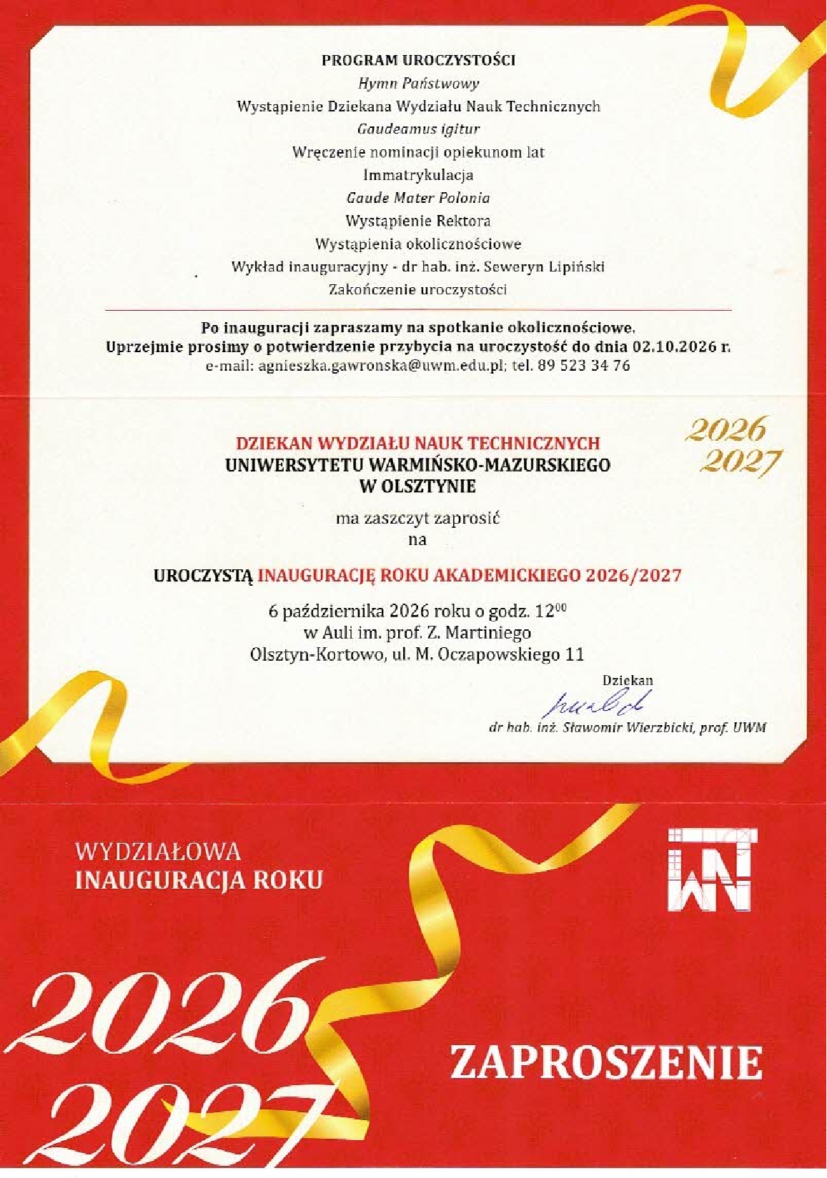 Inauguracja Roku Akademickiego 2026/2027