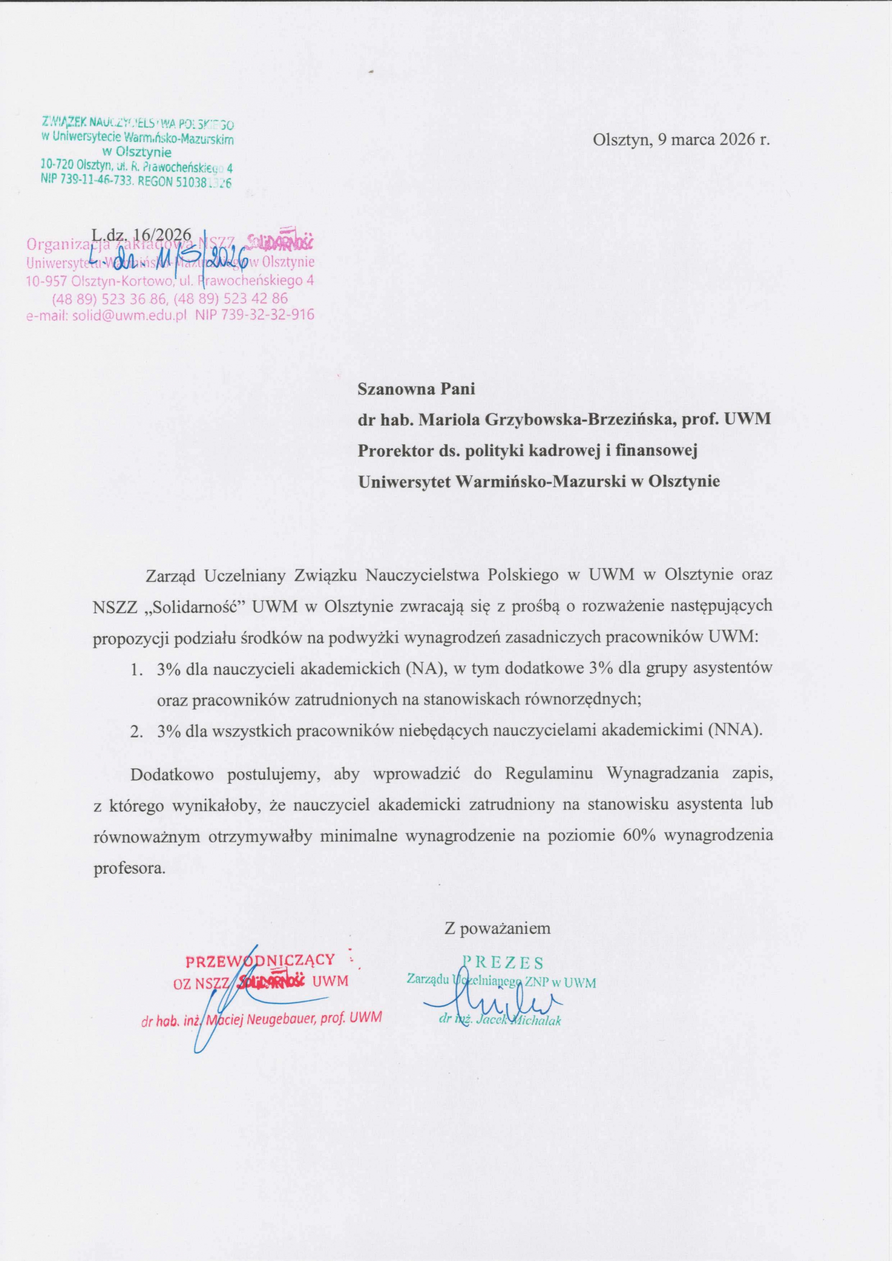 Propozycja podwyżek